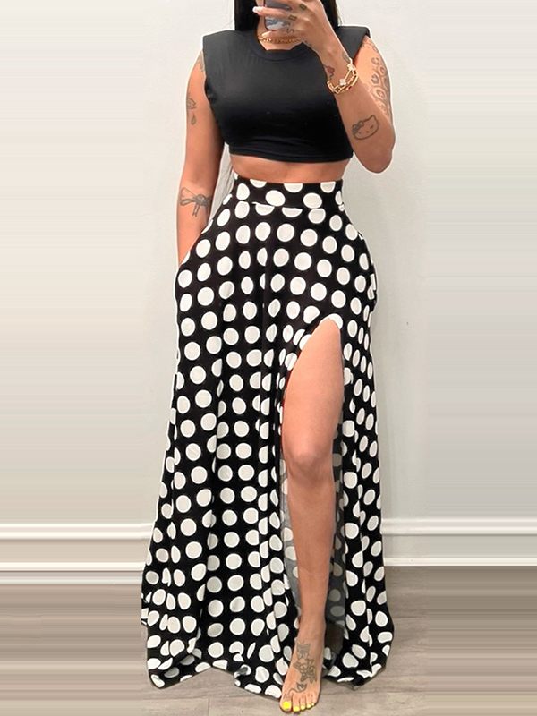 Gorgeousladie Dot Slit Skirt