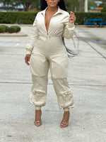 Gorgeousladie Zip-Front Cargo Jumpsuit