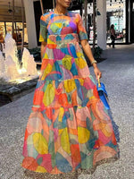 Gorgeousladie Printed Ruffle Maxi Dress