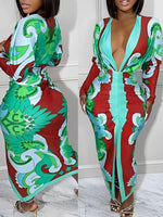 Gorgeousladie Printed Plunge Ruched Dress