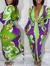 Gorgeousladie Printed Plunge Ruched Dress