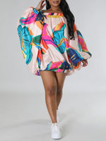 Gorgeousladie Printed Off-Shoulder Parachute Dress