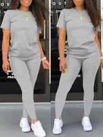 Gorgeousladie Solid Tee & Pants Set