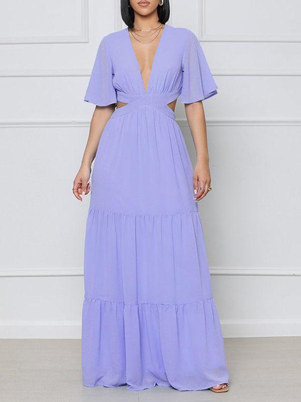 Gorgeousladie V-Neck Cutout Maxi Dress