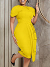 Gorgeousladie Solid Cap-Sleeve Bodycon Dress