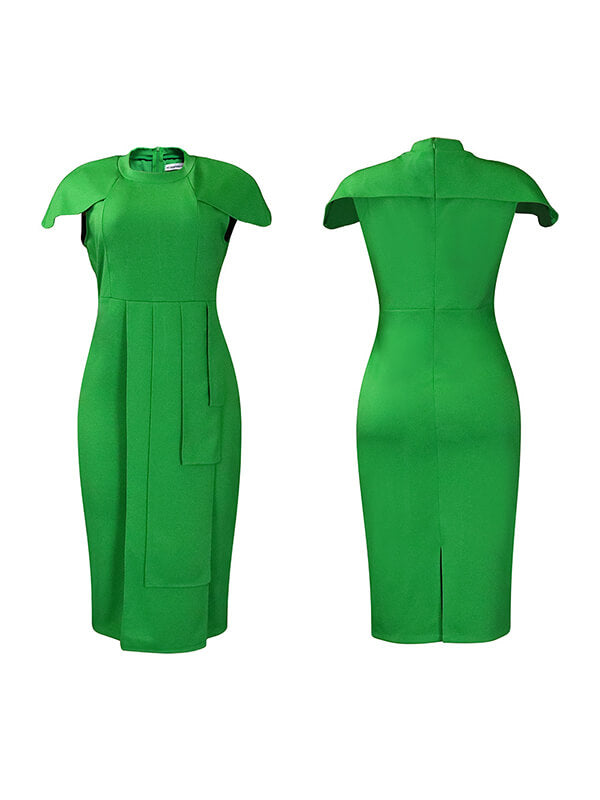 Gorgeousladie Solid Cap-Sleeve Bodycon Dress