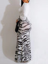 Gorgeousladie Printed-Combo V-Neck Slit Dress