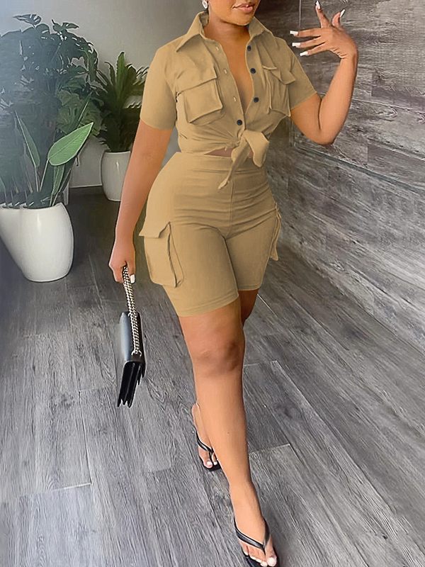 Gorgeousladie Cargo Shirt & Shorts Set