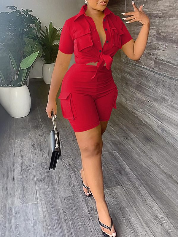 Gorgeousladie Cargo Shirt & Shorts Set