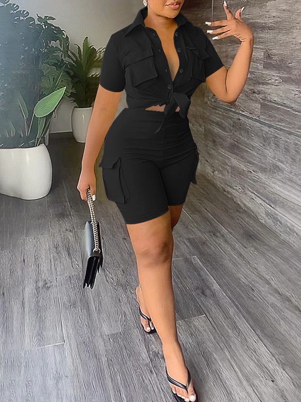 Gorgeousladie Cargo Shirt & Shorts Set