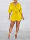 Gorgeousladie V-Neck Drawstring Romper