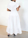 Gorgeousladie Solid Ruffle Shirt Dress