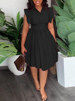 Gorgeousladie Solid Pleated Shirt Dress