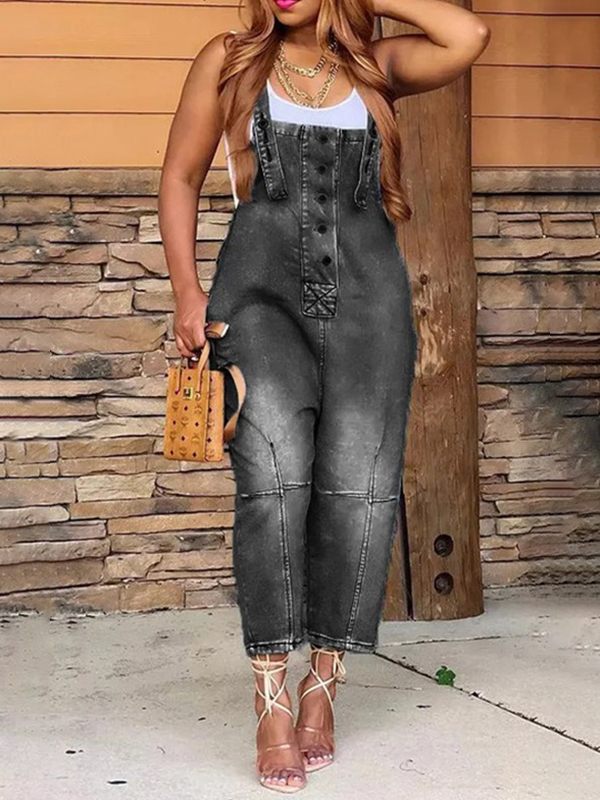 Gorgeousladie Button Front Denim Overalls