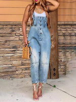 Gorgeousladie Button Front Denim Overalls