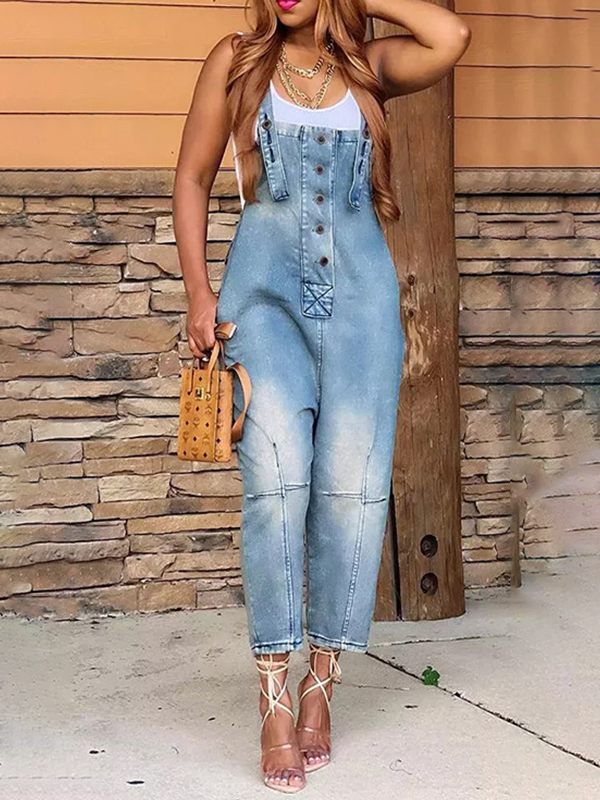 Gorgeousladie Button Front Denim Overalls