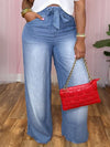 Gorgeousladie Belted Wide-Leg Jeans
