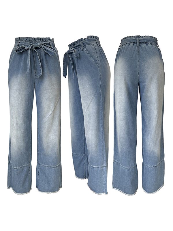 Gorgeousladie Belted Wide-Leg Jeans