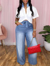 Gorgeousladie Belted Wide-Leg Jeans