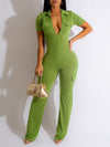 Gorgeousladie Solid Zip-Front Jumpsuit