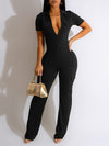 Gorgeousladie Solid Zip-Front Jumpsuit