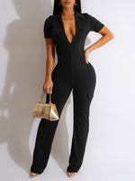 Gorgeousladie Solid Zip-Front Jumpsuit