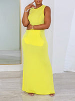 Gorgeousladie Solid Sleeveless Slit Dress
