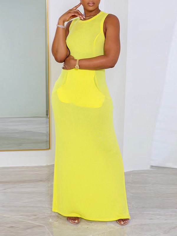 Gorgeousladie Solid Sleeveless Slit Dress