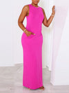 Gorgeousladie Solid Sleeveless Slit Dress