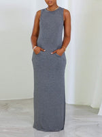 Gorgeousladie Solid Sleeveless Slit Dress