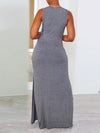 Gorgeousladie Solid Sleeveless Slit Dress