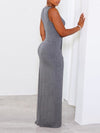 Gorgeousladie Solid Sleeveless Slit Dress