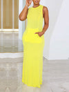Gorgeousladie Solid Sleeveless Slit Dress