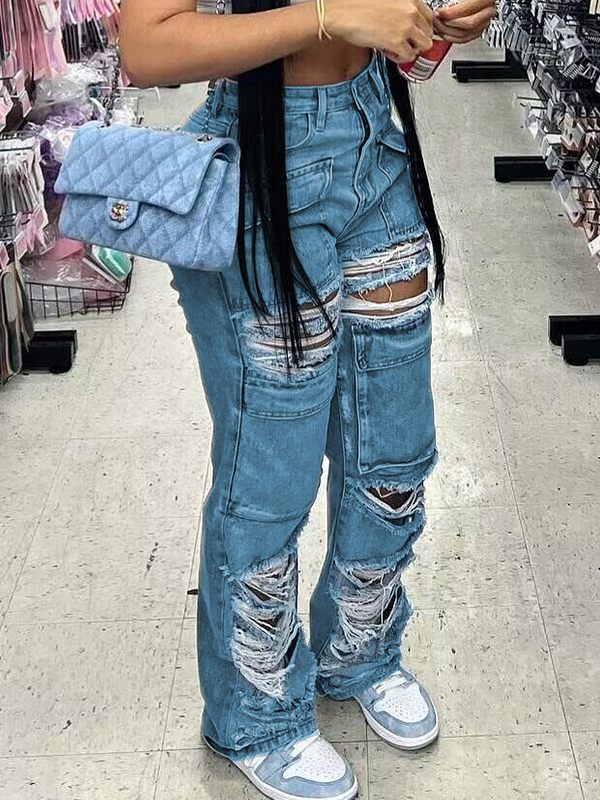 Gorgeousladie Ripped Cargo Jeans