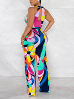 Gorgeousladie Printed Sleeveless Tied Jumpsuit