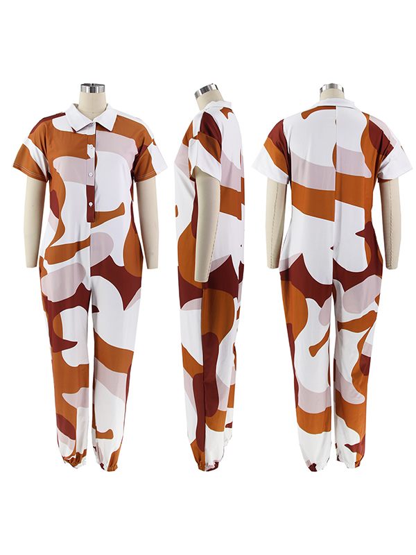 Gorgeousladie Printed Button-Front Jumpsuit