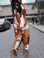 Gorgeousladie Printed Button-Front Jumpsuit