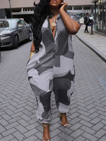 Gorgeousladie Printed Button-Front Jumpsuit
