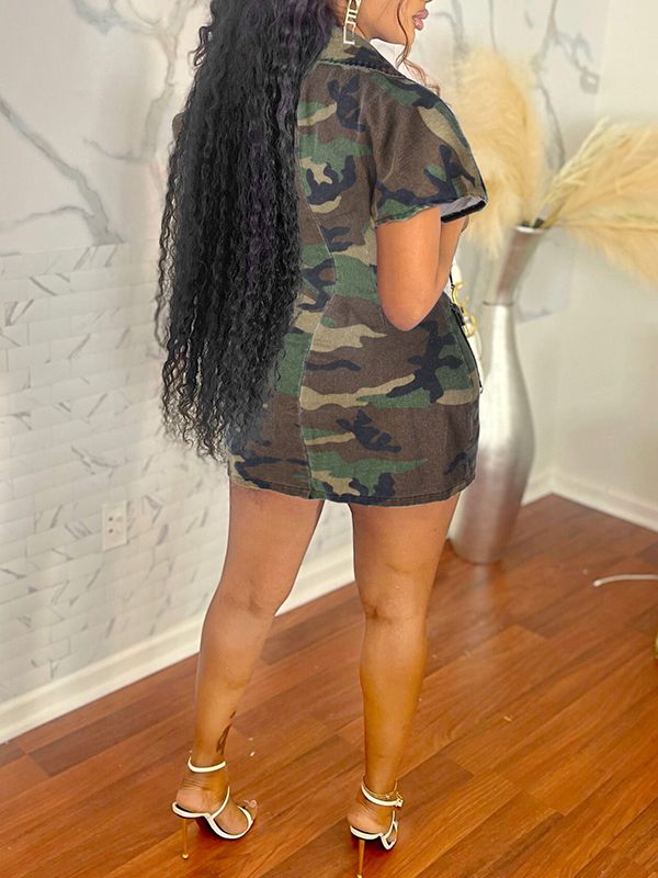 Gorgeousladie Camo Button-Front Dress