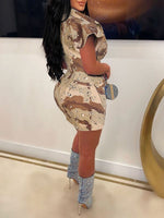 Gorgeousladie Camo Button-Front Dress