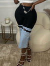 Two-Tone Combo Capri Jeans