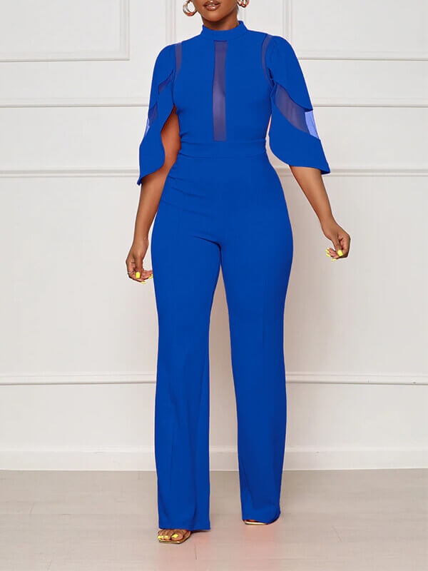 Gorgeousladie Solid Sheer Combo Jumpsuit