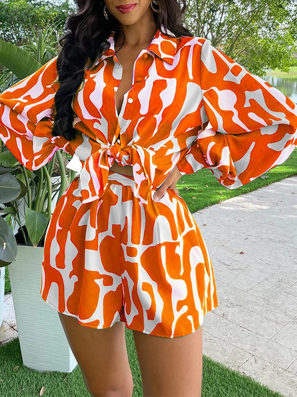 Gorgeousladie Printed Shirt & Shorts Set