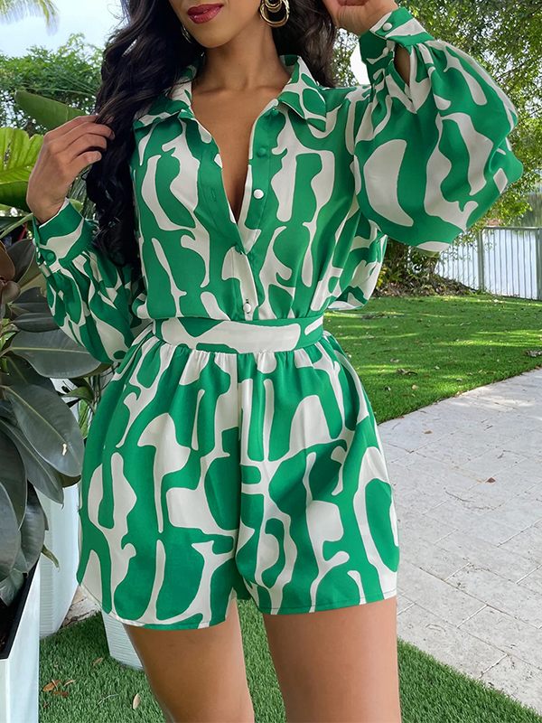 Gorgeousladie Printed Shirt & Shorts Set