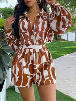 Gorgeousladie Printed Shirt & Shorts Set