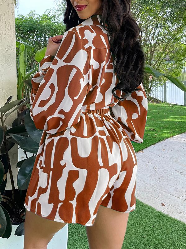 Gorgeousladie Printed Shirt & Shorts Set