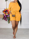 Gorgeousladie Boat-Neck Tee & Drawstring Shorts Set
