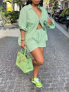 Gorgeousladie Stripe Shirt & Shorts Set