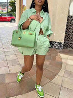 Gorgeousladie Stripe Shirt & Shorts Set