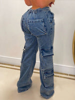 Gorgeousladie Medium-Wash Cargo Jeans